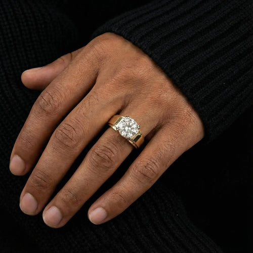 10ct Round Cut Diamond Sterling Silver Handmade Men's Ring