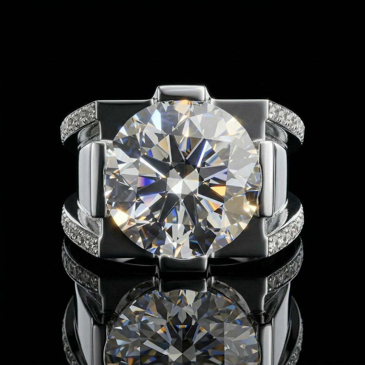 9.25ct Round Cut White Stone Ring for Men