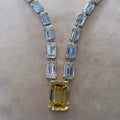 40ct Emerald-cut Sterling Silver Handmade Necklace