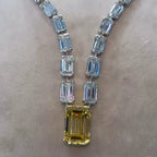 40ct Emerald-cut Sterling Silver Handmade Necklace