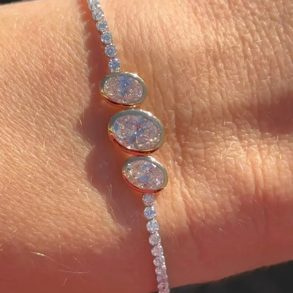 6ct Oval-cut Sterling Silver Handmade Bracelet