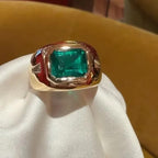 2.9ct Bezel Set Emerald Green Ring for Men