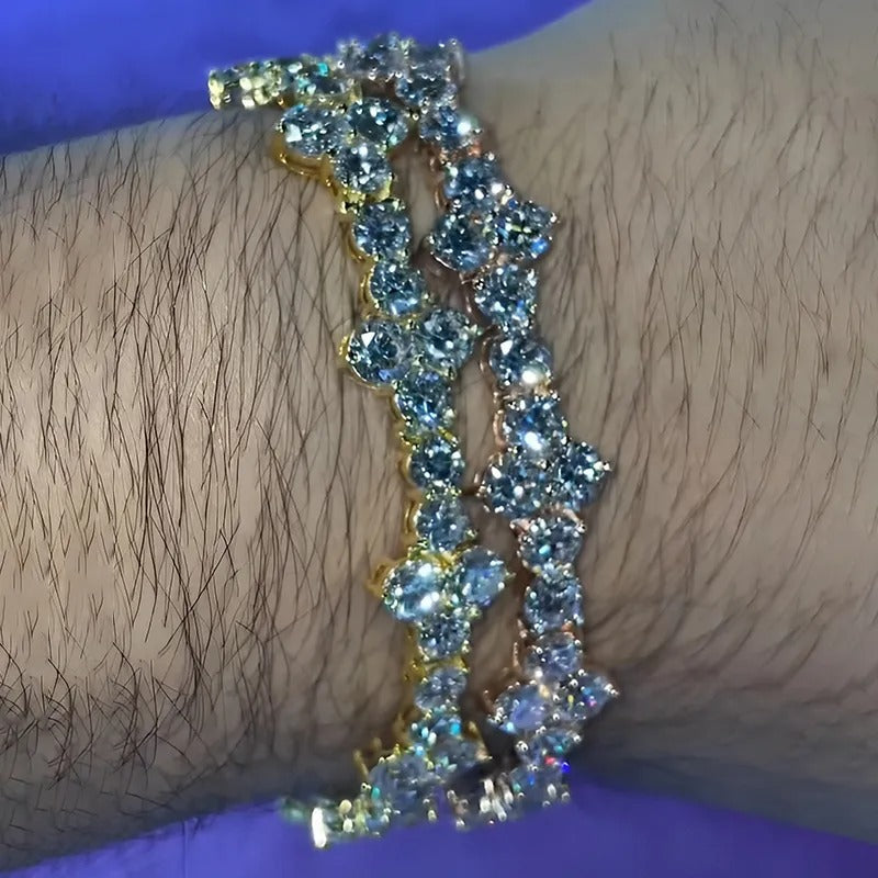 5ct Round Cut Aquamarine Sapphire Tennis Bracelet For Men
