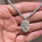 10ct Oval-cut Super Sparkly Sterling Silver Handmade Necklace
