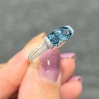 2.0ct Oval Cut Natural Aquamarine Ring In 18K White Gold