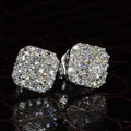 1.5Ct Radiant Cut Paved Diamond Eternity Stud Earrings In Sterling Silver