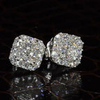 1.5Ct Radiant Cut Paved Diamond Eternity Stud Earrings In Sterling Silver