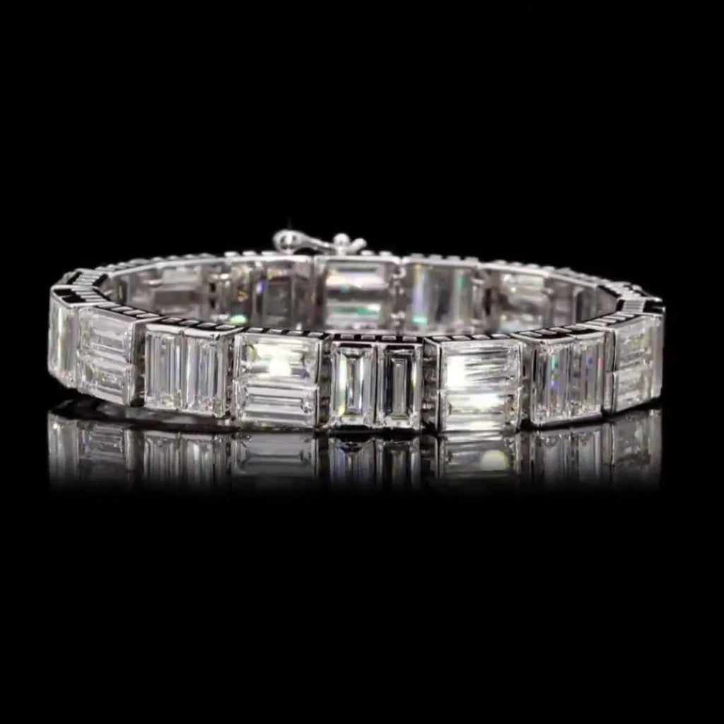 8ct Emerald-cut Sterling Silver Handmade Bracelet
