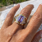 5ct Cushion Cut Amethyst Handmade Sterling Silver Plated Rose Gold Ring