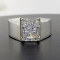 3.5ct Radiant Cut White Sapphire Classic Handmade Sterling Silver Men's Ring