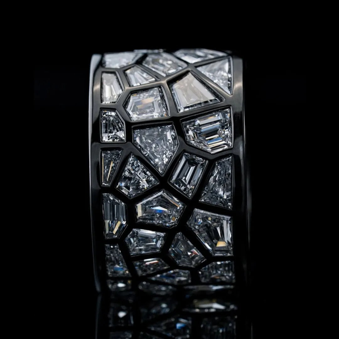 4.8ct Irregular Cut White Sapphire Band For Men