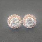 8.5ctw Round-cut Super Shiny Sterling Silver Plated With Rose Gold Handmade Studs