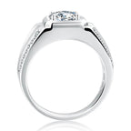 Sterling Silver Delicate Round Cut Men's Wedding Ring