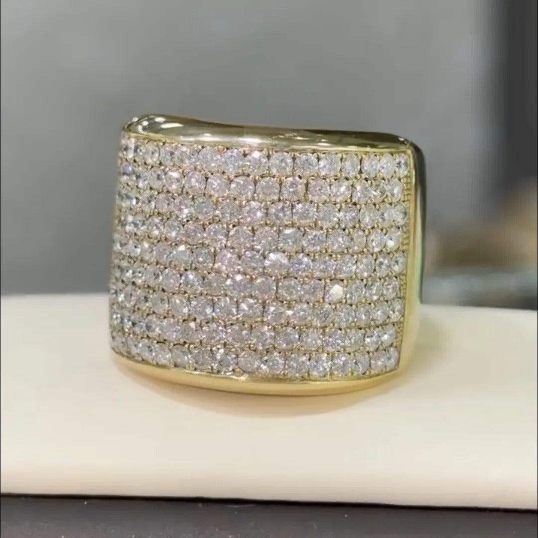 7.95ctw Multi-Row Round Cut White Stone Ring for Men