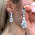 14ct Pear Cut White Sapphire Handmade Drop Earrings