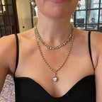 5ct Heart Cut White Sapphire Ball Chain Necklace In Rose Gold