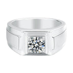 Sterling Silver Classic Round Cut Men's Wedding Ring